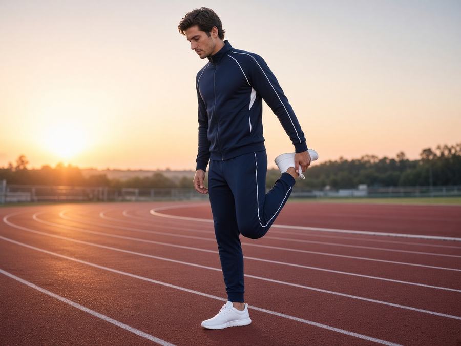 Apex Knit Tracksuit in Ink Navy, front view, custom tracksuits manufactured in Sialkot, Pakistan by H2MF-GG Apparel