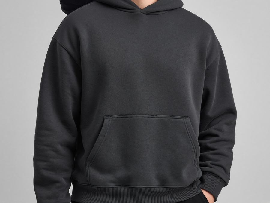 Core Heavyweight Hoodie in Black, front view, custom hoodies manufactured in Sialkot, Pakistan by H2MF-GG Apparel