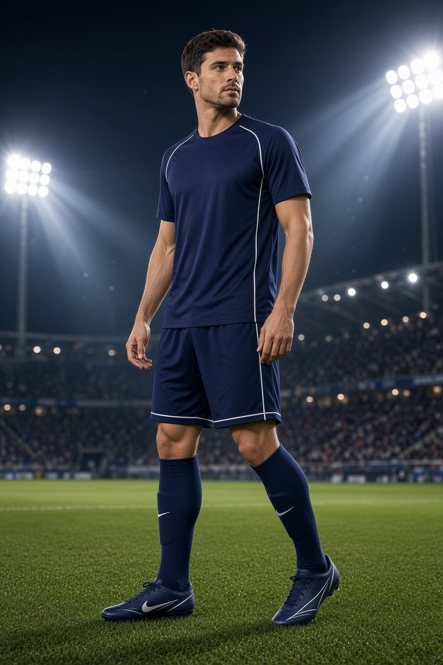 Academy Training Suit in Ink Navy, lifestyle view, custom sports suits manufactured in Sialkot, Pakistan by H2MF-GG Apparel